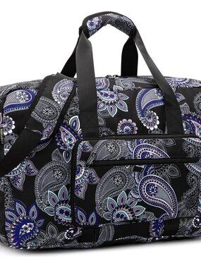 Weekender Bag Carry On Travel Duffle Bag Medium Overnight Bag for WomenBlack Pai